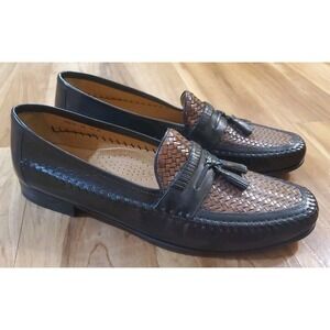Florsheim Mens Bowman Tassel Loafer Black and Cognac Woven Dress Shoe Size 13 D